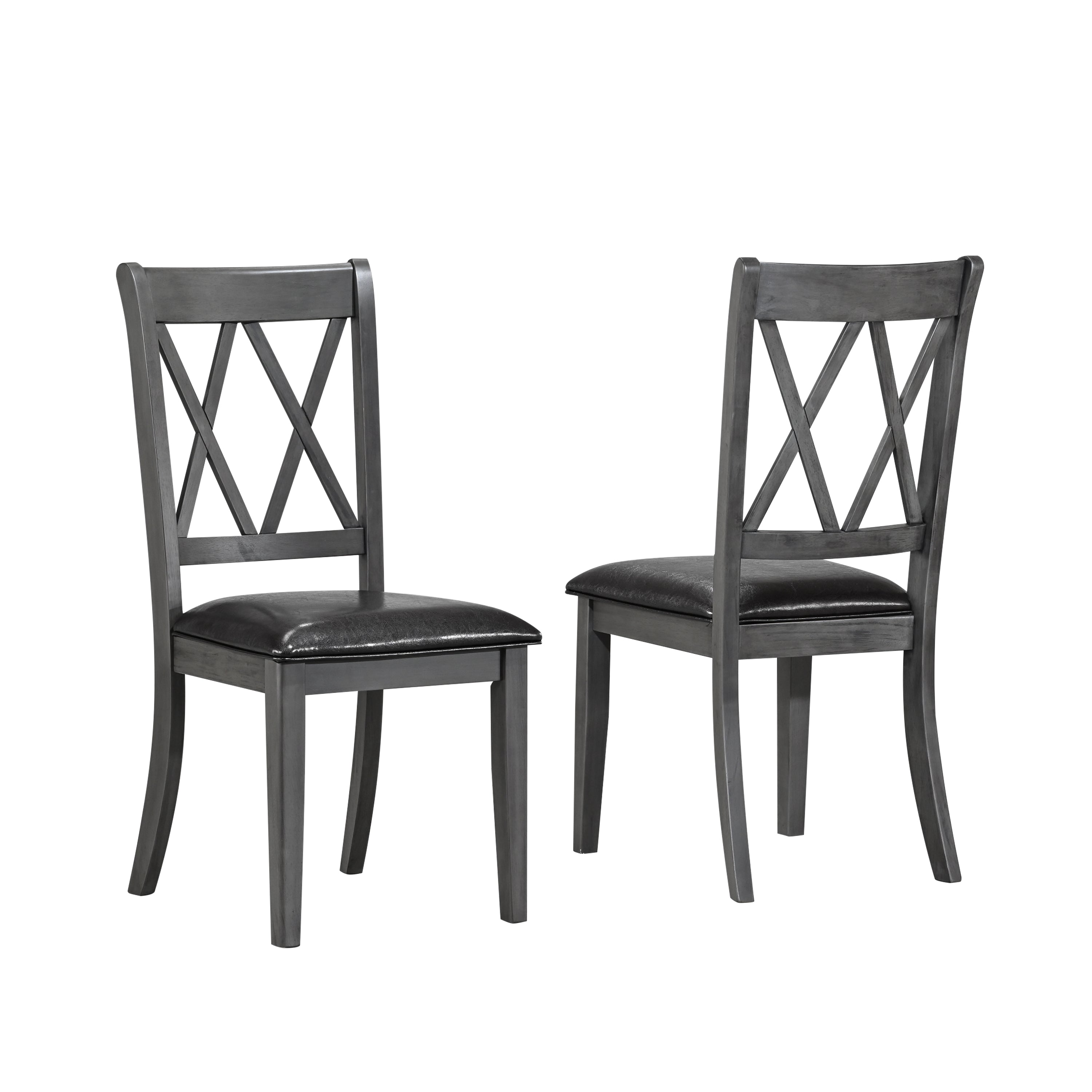 7-Piece Antique Grey Dining Set - Black PU - image 2