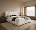 Cream Boucle Arched Platform Bed