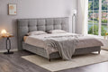 Grey Boucle Modern Platform Bed