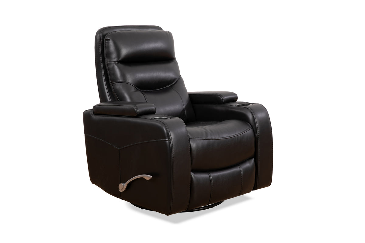Swivel Glider Recliner with Cup Holders - Leather Match