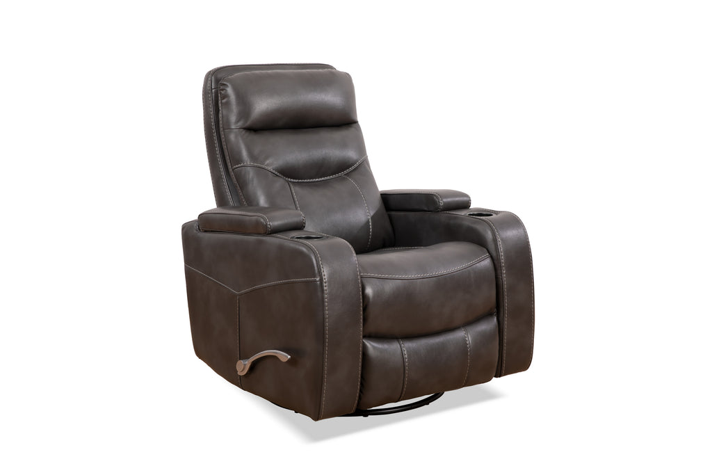Swivel Glider Recliner with Cup Holders - Leather Match