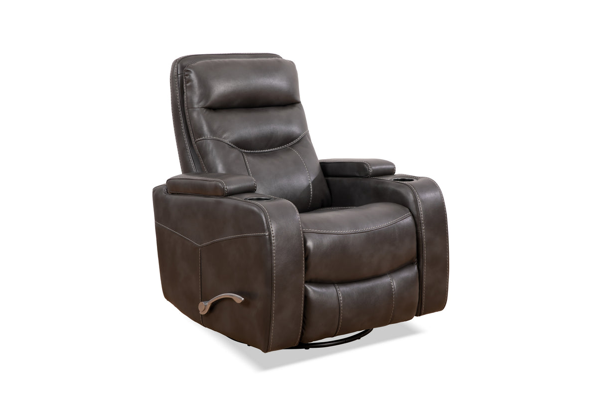 Swivel Glider Recliner with Cup Holders - Leather Match