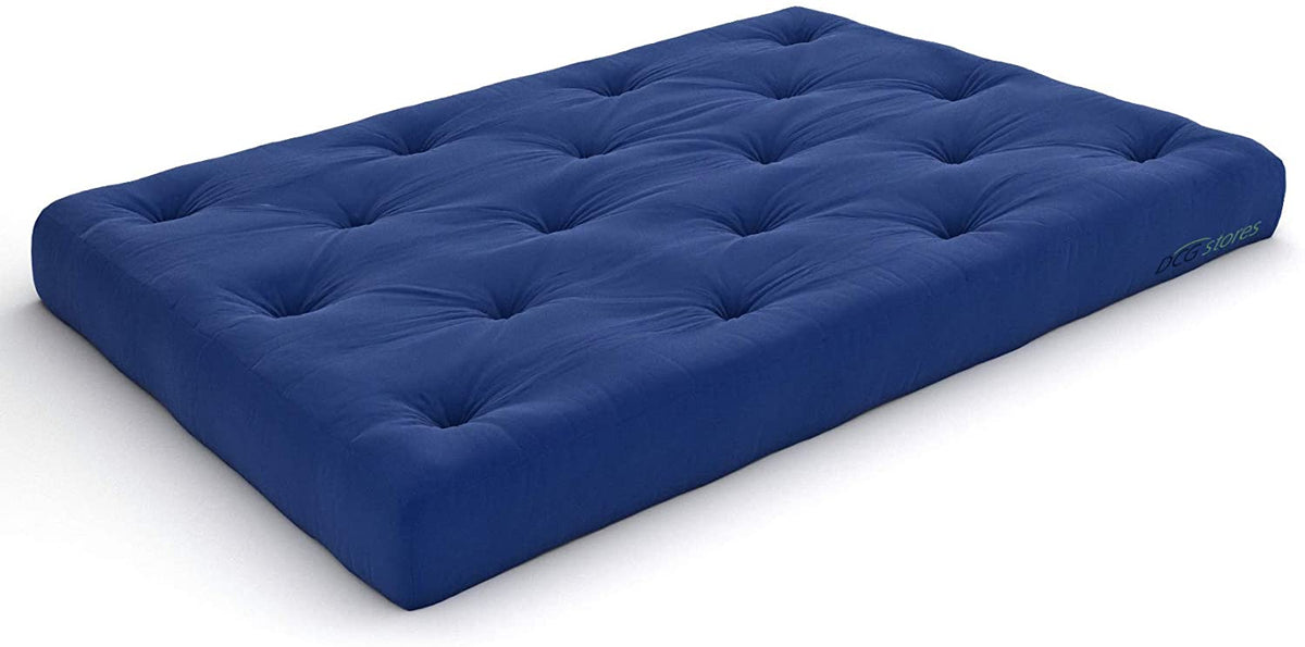 Metal Futon with Espresso Wood Arms & 8" Mattress