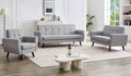 Light Grey Tufted Mid-Century Sofa Set