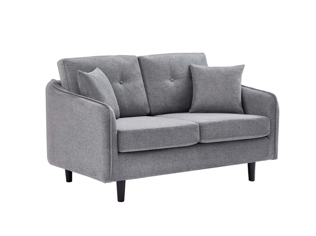 Grey Tufted Sofa Set with Accent Pillows