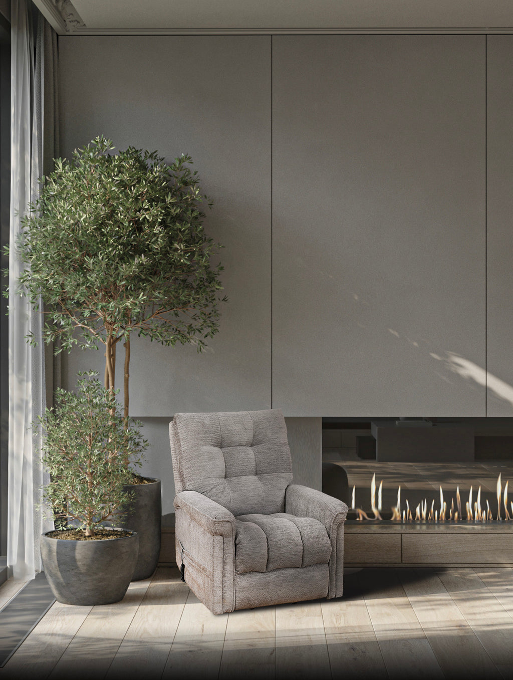 Tufted Power Lift Chair - Grey