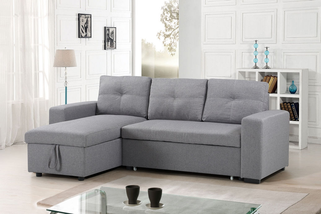 Grey Reversible Storage Sofa Bed Sectional