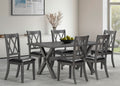 7-Piece Antique Grey Dining Set - Black PU