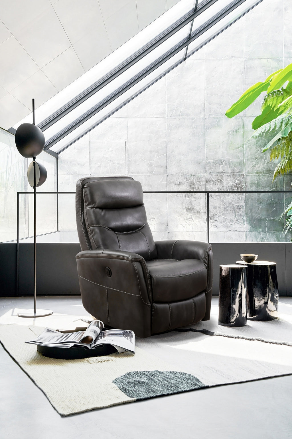 Power Recliner - Leather Match