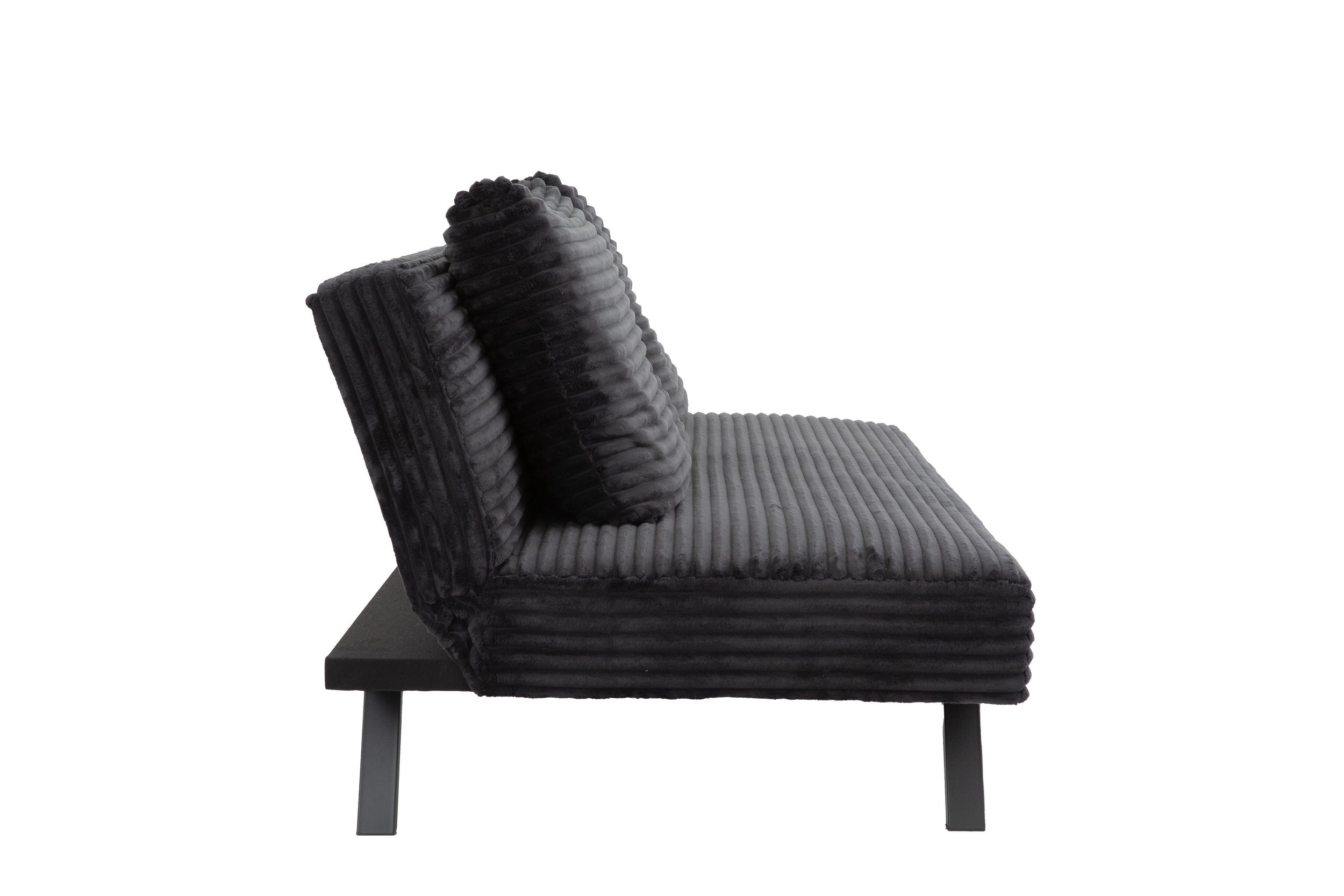 Black Corduroy Split-Back Sofa Bed - image 9