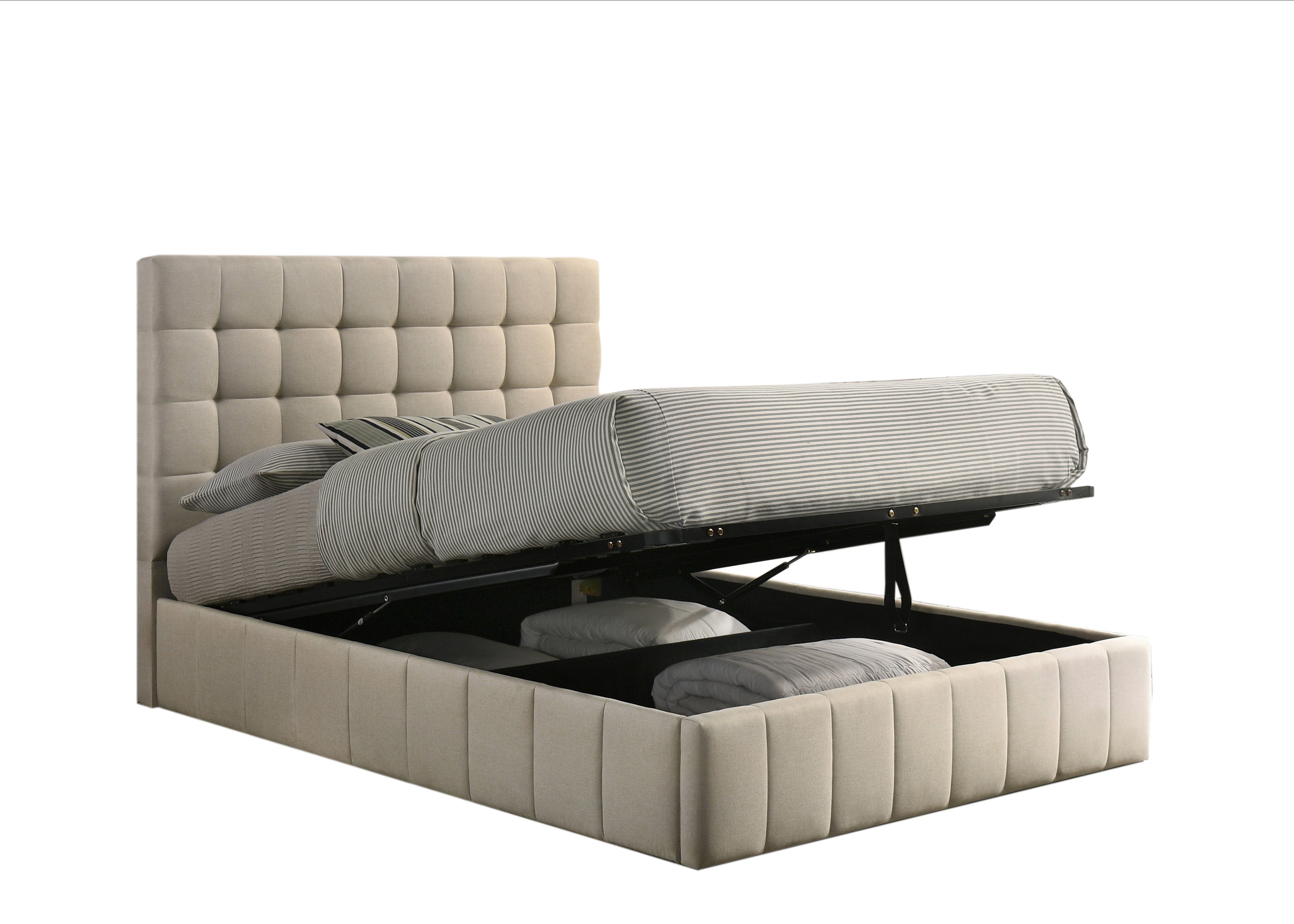 Warm Ivory Fabric Hydraulic Storage Bed - image 4