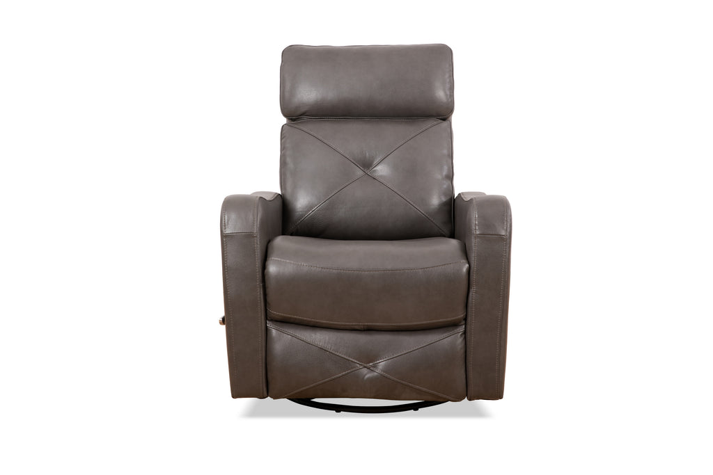 Diamond-Stitched Swivel Glider Recliner - Leather Match
