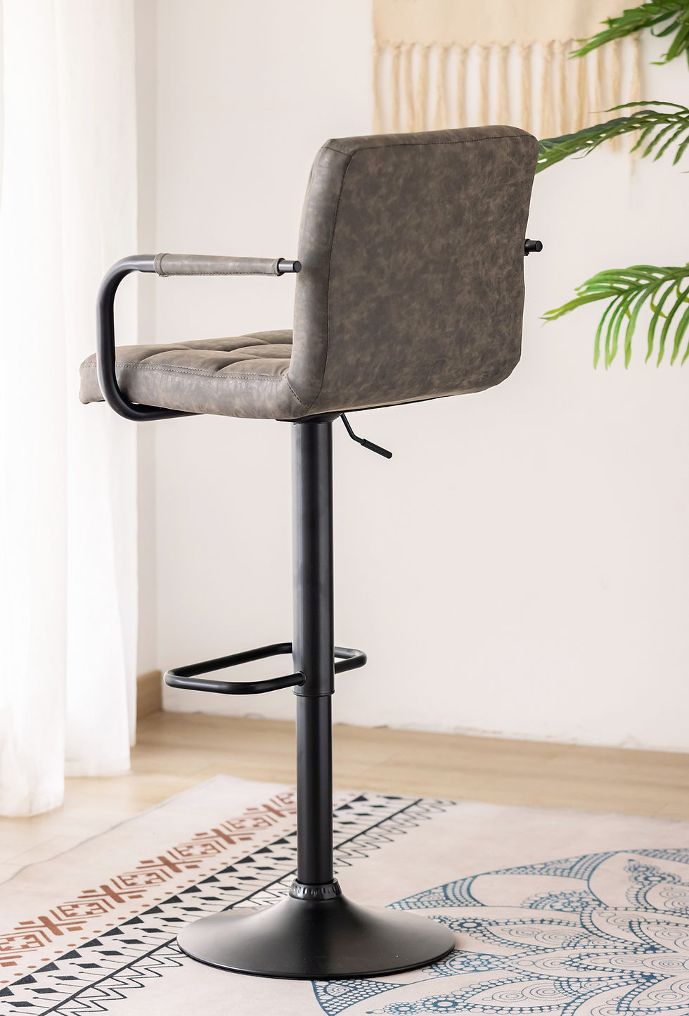 IFDC ST-7706 grey bar stool with arms detail view