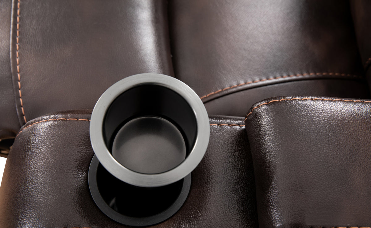 Swivel Glider Recliner with Cup Holders - Leather Match