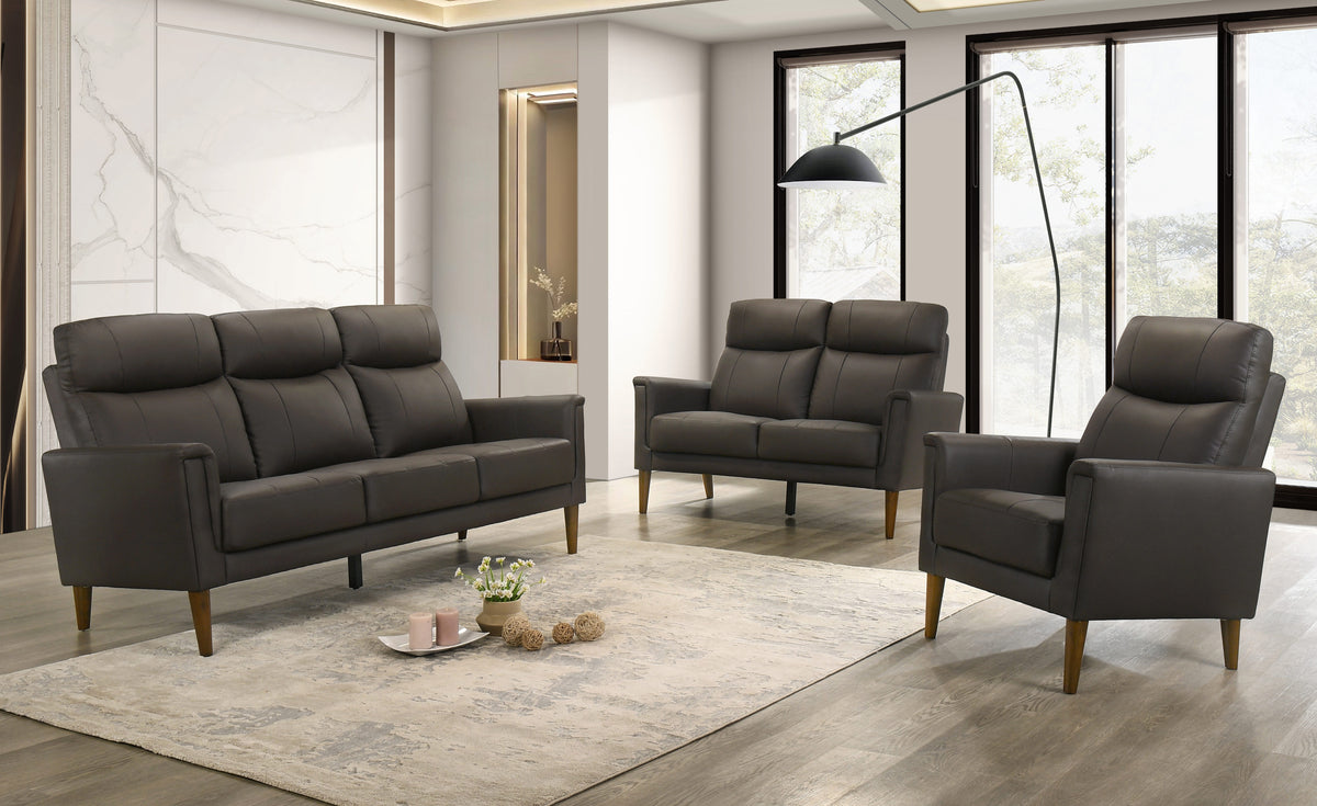 Leather-Look High-Back Sofa Set