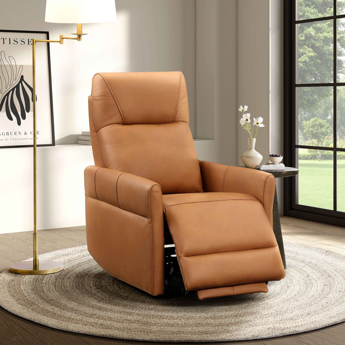 Dual Power Recliner with Power Headrest - Leather Match