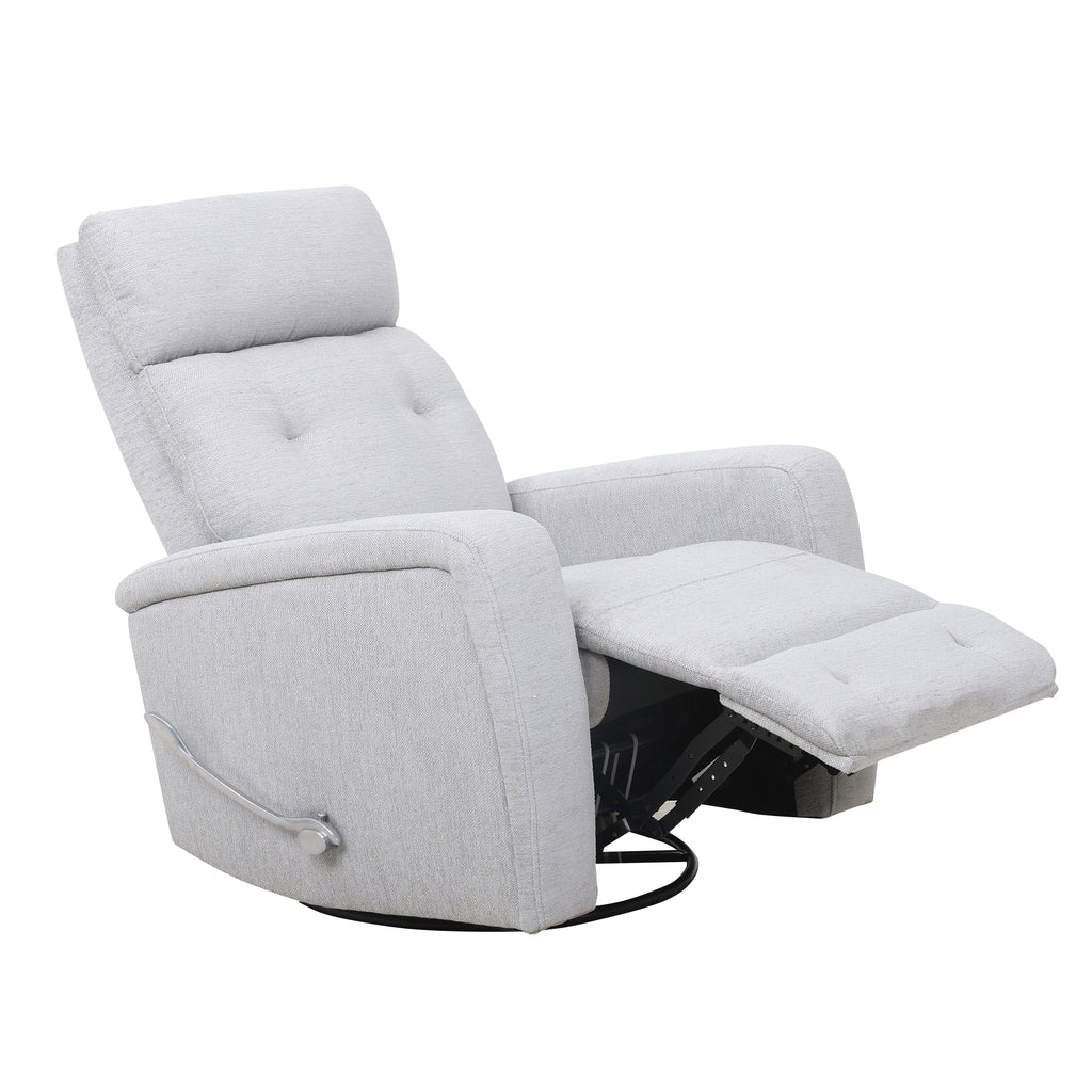 Button-Tufted Swivel Glider Recliner - Light Grey