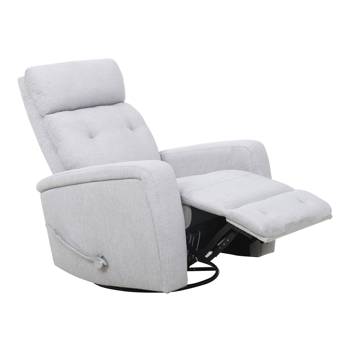 Button-Tufted Swivel Glider Recliner - Light Grey