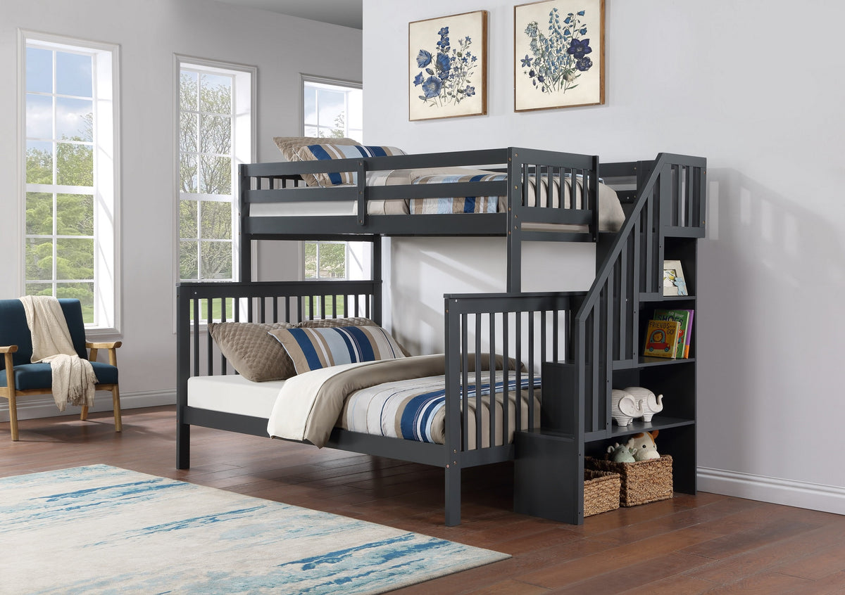 Mission Twin over Double Bunk Bed with Reversible Staircase