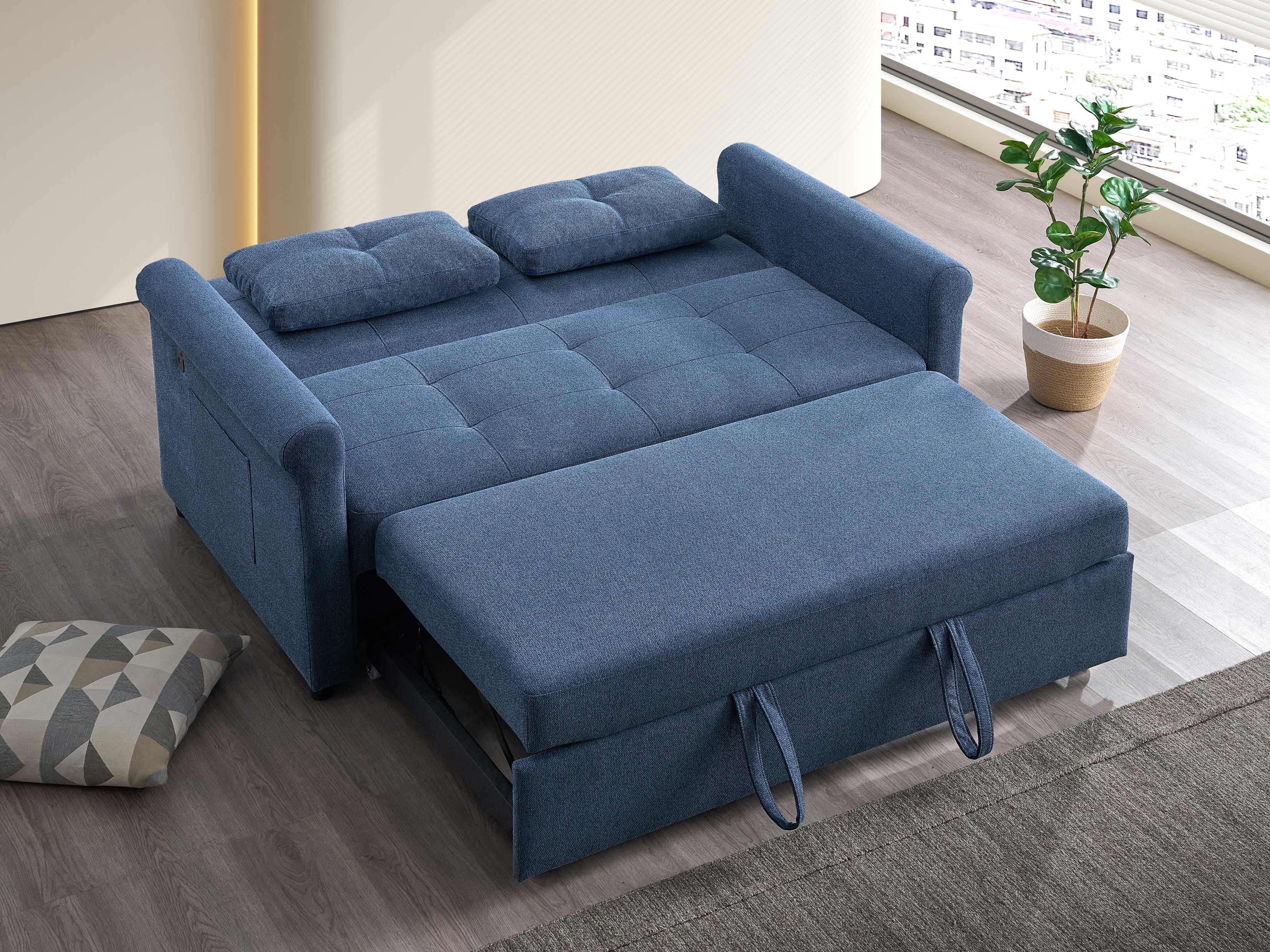 Slate Blue Convertible Sofa Bed - 70 Inch - image 2