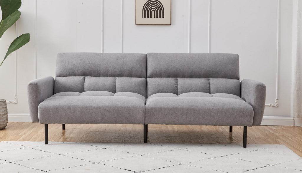 Grey Split-Back Click-Clack Sofa Bed with Memory Foam