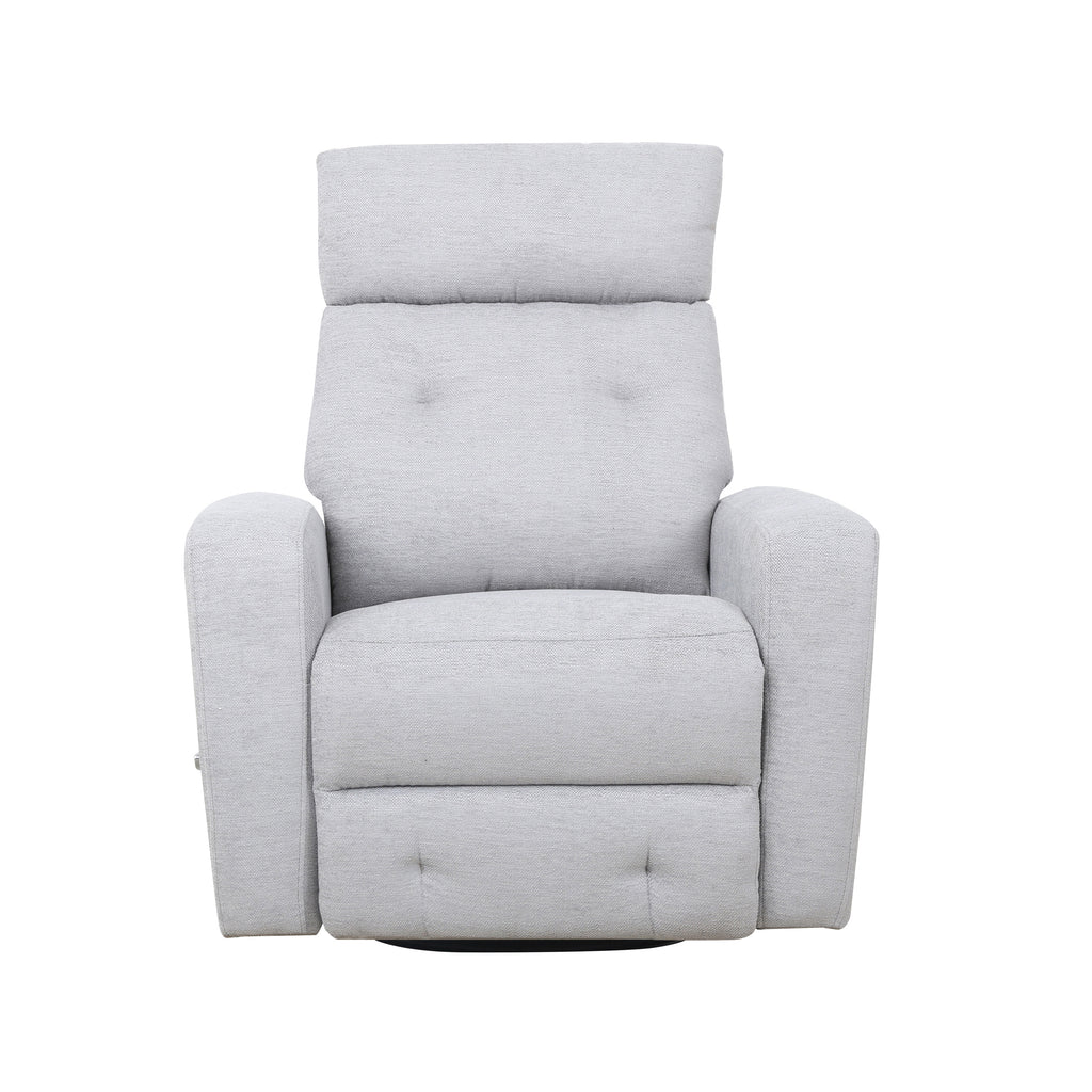 Button-Tufted Swivel Glider Recliner - Light Grey