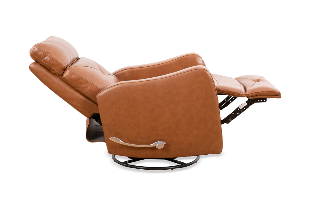 Diamond-Stitched Swivel Glider Recliner - Leather Match