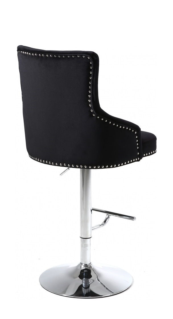 IFDC ST-6021 black velvet adjustable swivel bar stool alternate view
