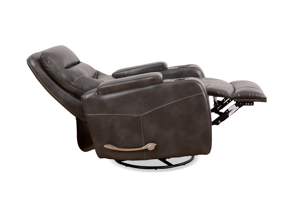 Swivel Glider Recliner with Cup Holders - Leather Match