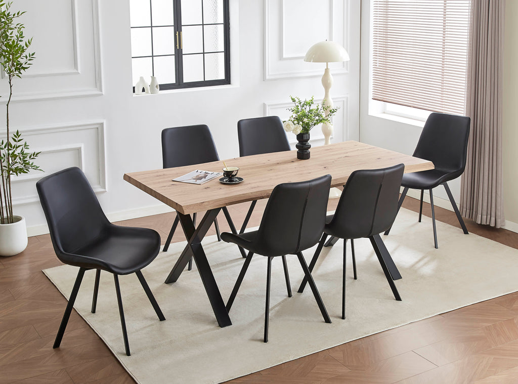 7-Piece Live-Edge Dining Set - Black PU - image 2