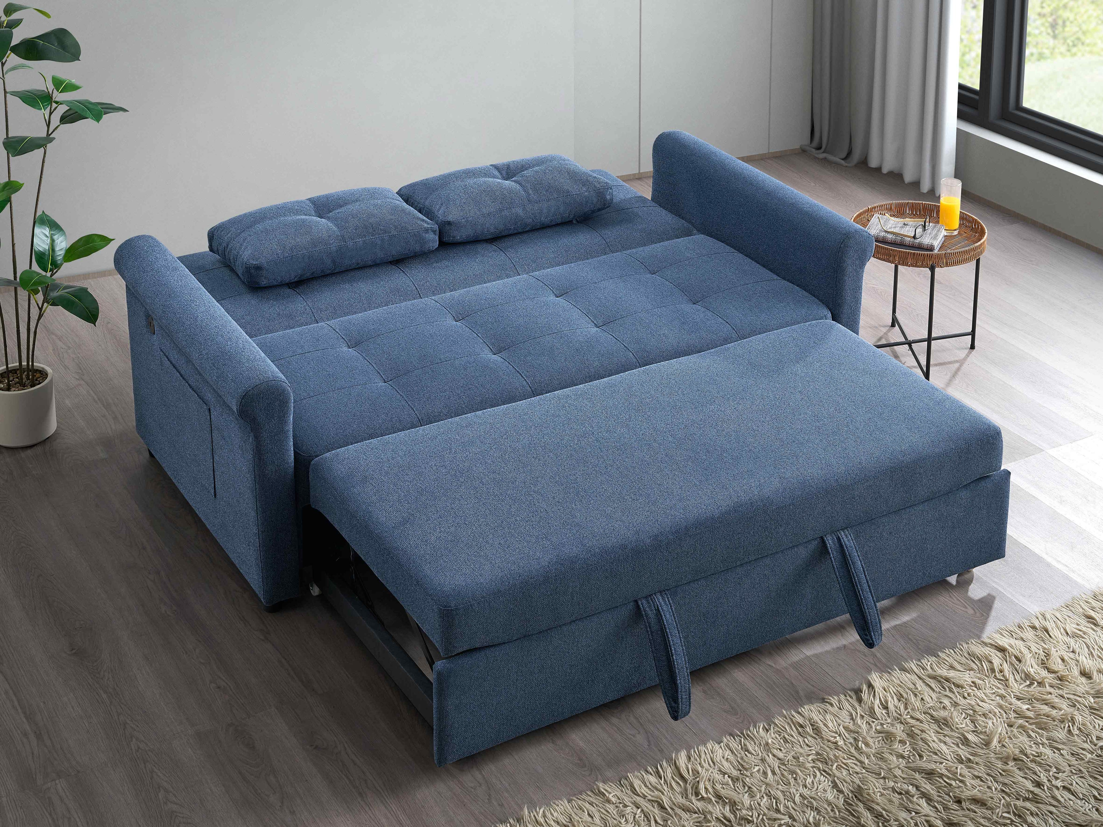 Slate Blue Convertible Sofa Bed - 64 Inch - image 2