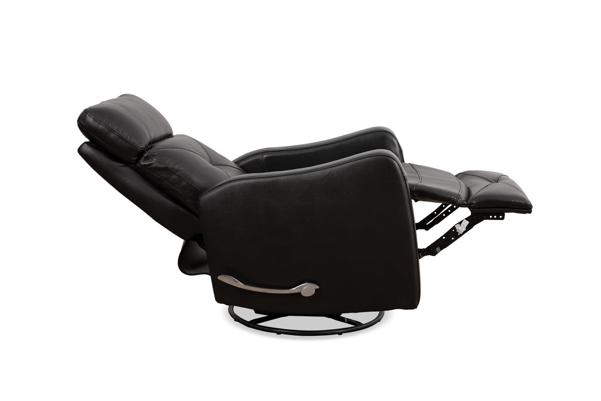 Diamond-Stitched Swivel Glider Recliner - Leather Match