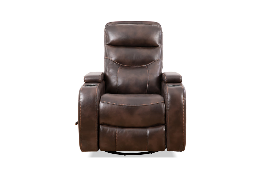 Swivel Glider Recliner with Cup Holders - Leather Match