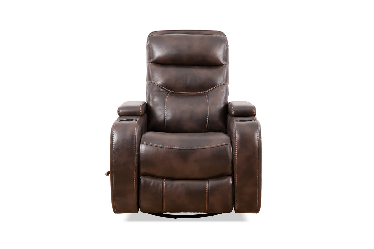 Swivel Glider Recliner with Cup Holders - Leather Match