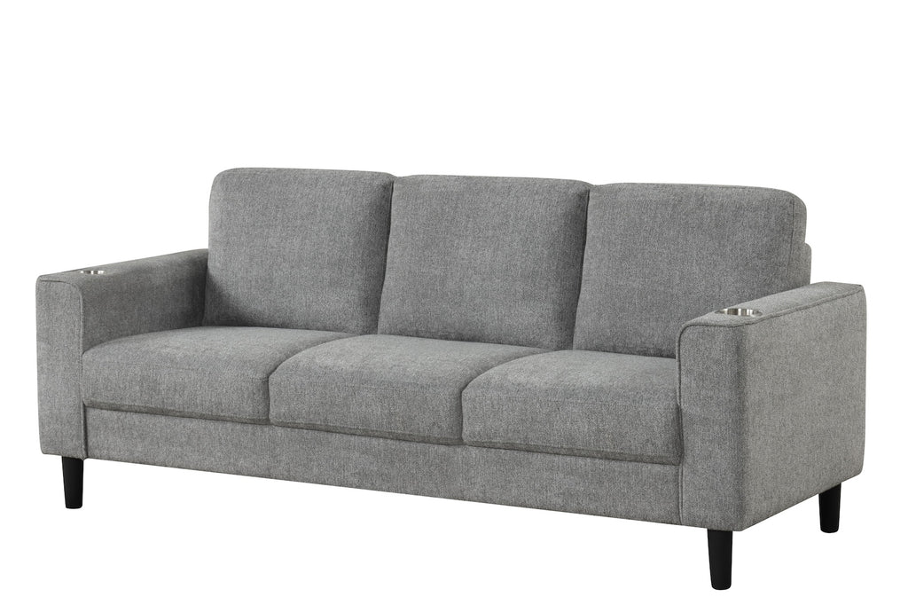 Modern Track-Arm Sofa Set with Cup Holders