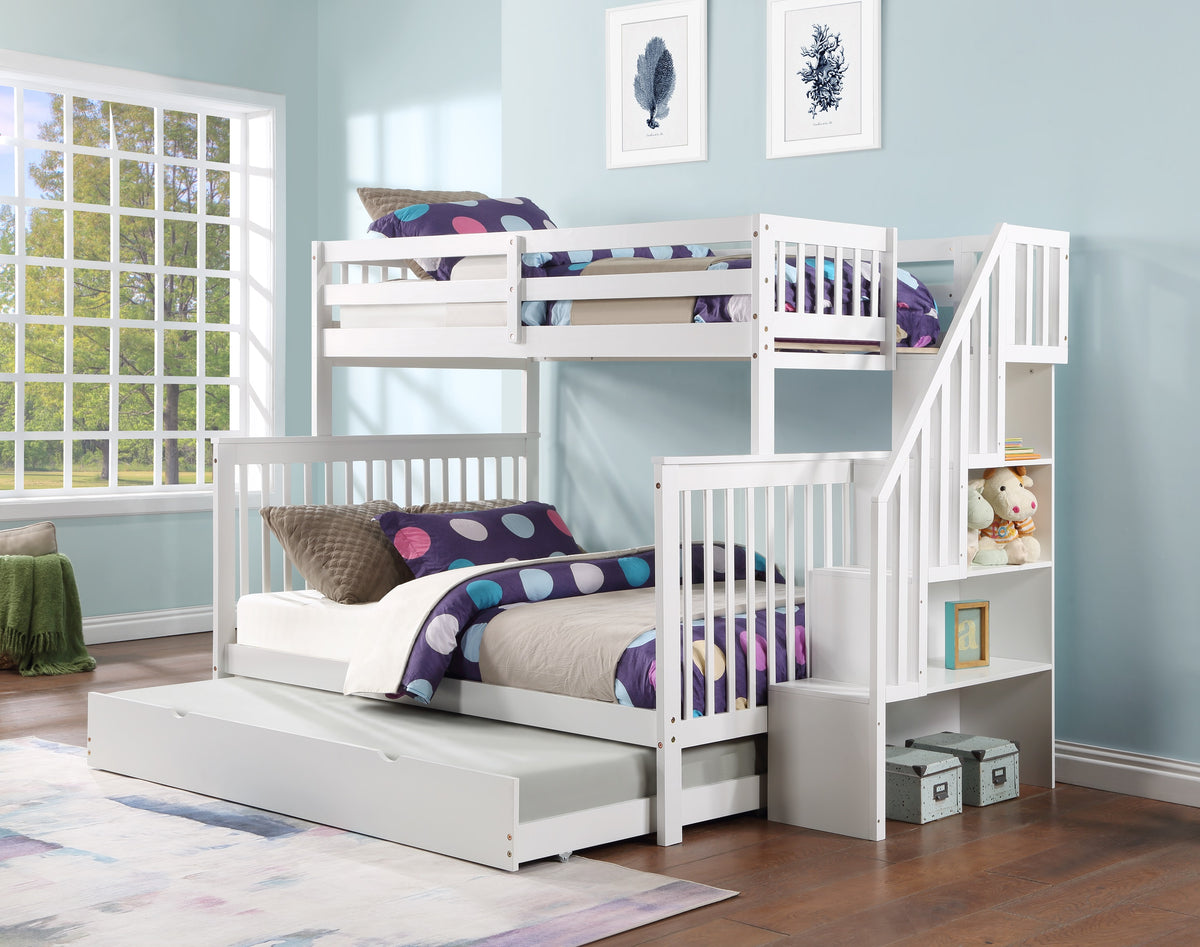 Mission Twin over Double Bunk Bed with Reversible Staircase
