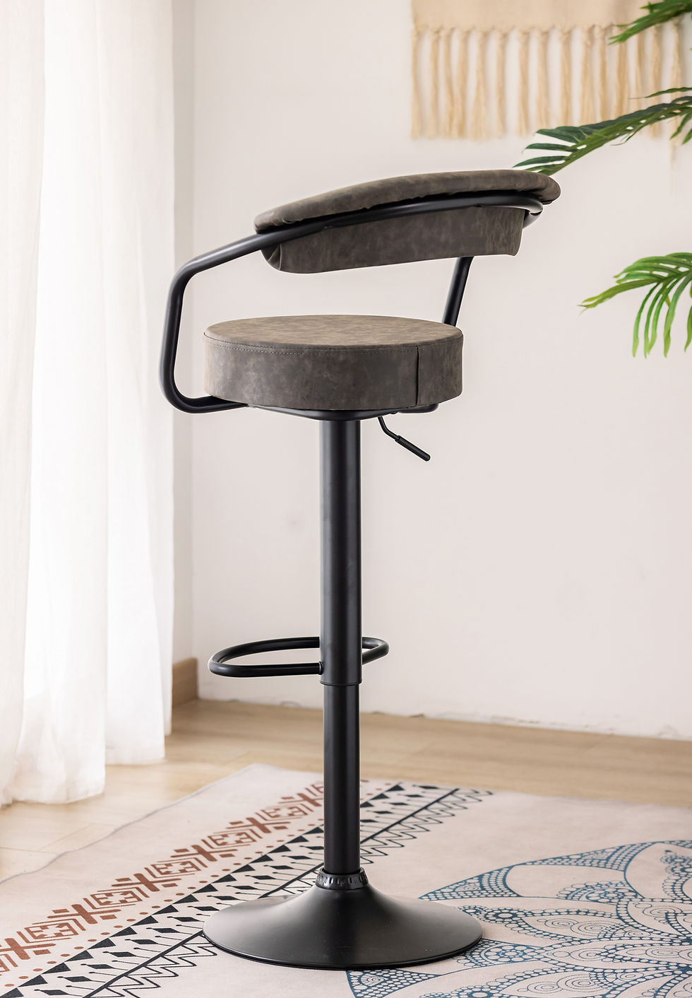 IFDC ST-7561 grey adjustable swivel bar stool detail view