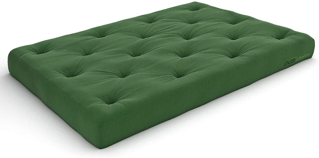 Metal Futon with Espresso Wood Arms & 8" Mattress