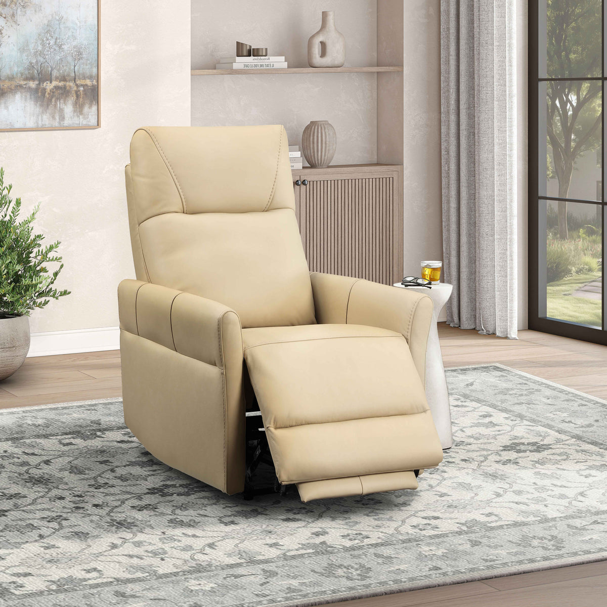 Dual Power Recliner with Power Headrest - Leather Match