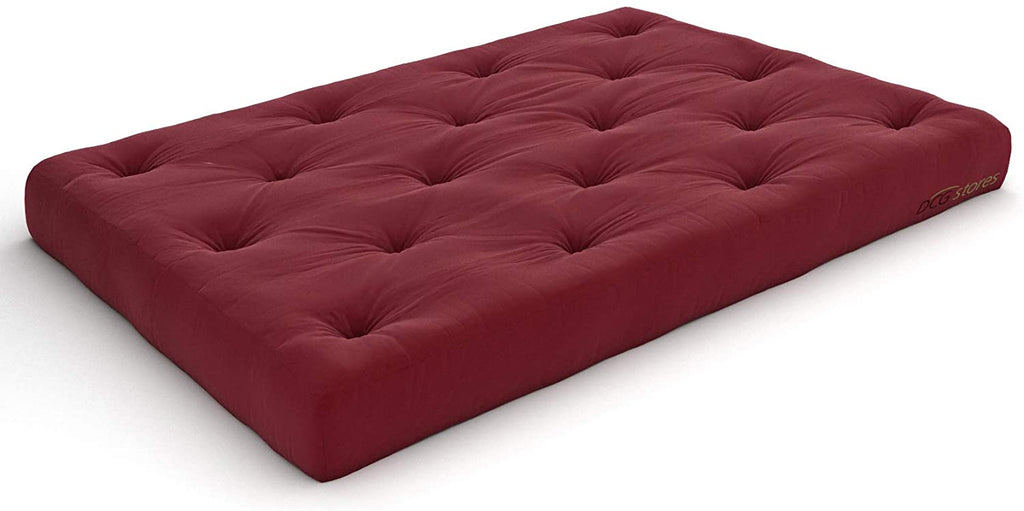Metal Futon with Espresso Wood Arms & 8" Mattress