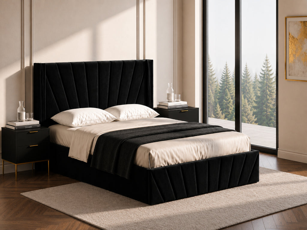 Black Velvet Hydraulic Storage Bed - image 2
