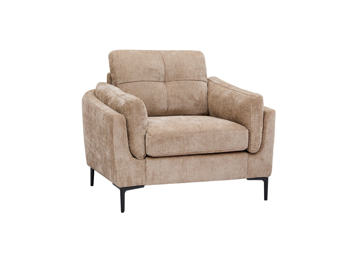 Channel-Tufted Sofa Set with Black Metal Legs