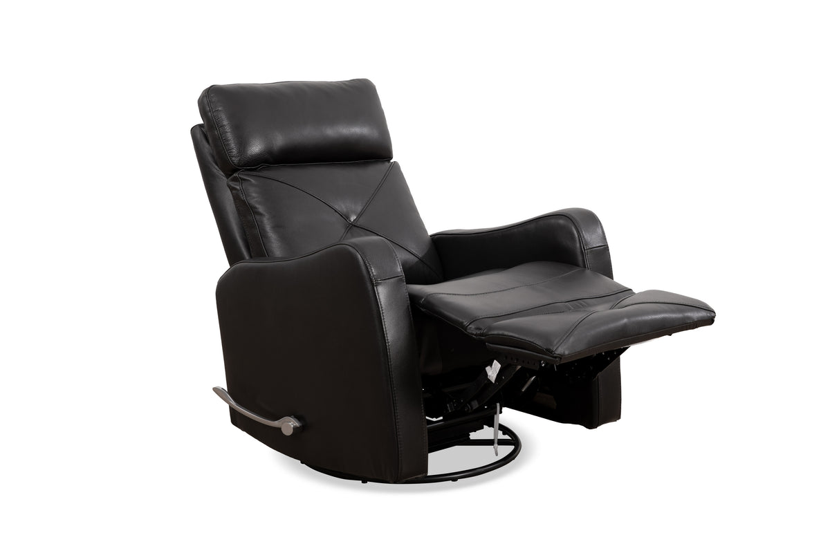 Diamond-Stitched Swivel Glider Recliner - Leather Match