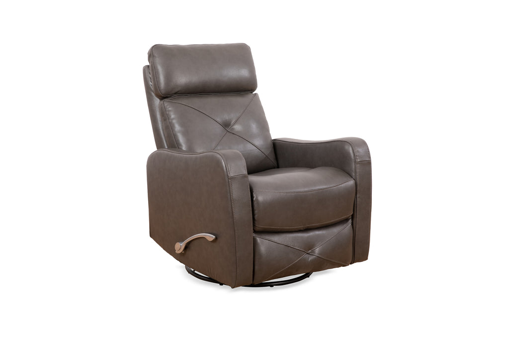 Diamond-Stitched Swivel Glider Recliner - Leather Match