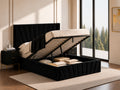 Black Velvet Hydraulic Storage Bed