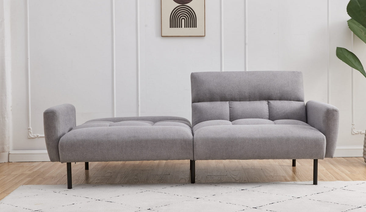 Grey Split-Back Click-Clack Sofa Bed with Memory Foam