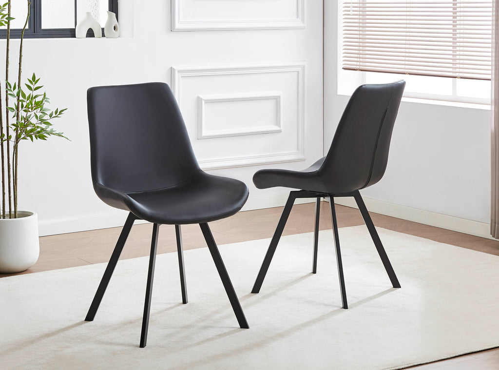 7-Piece Live-Edge Dining Set - Black PU - image 4