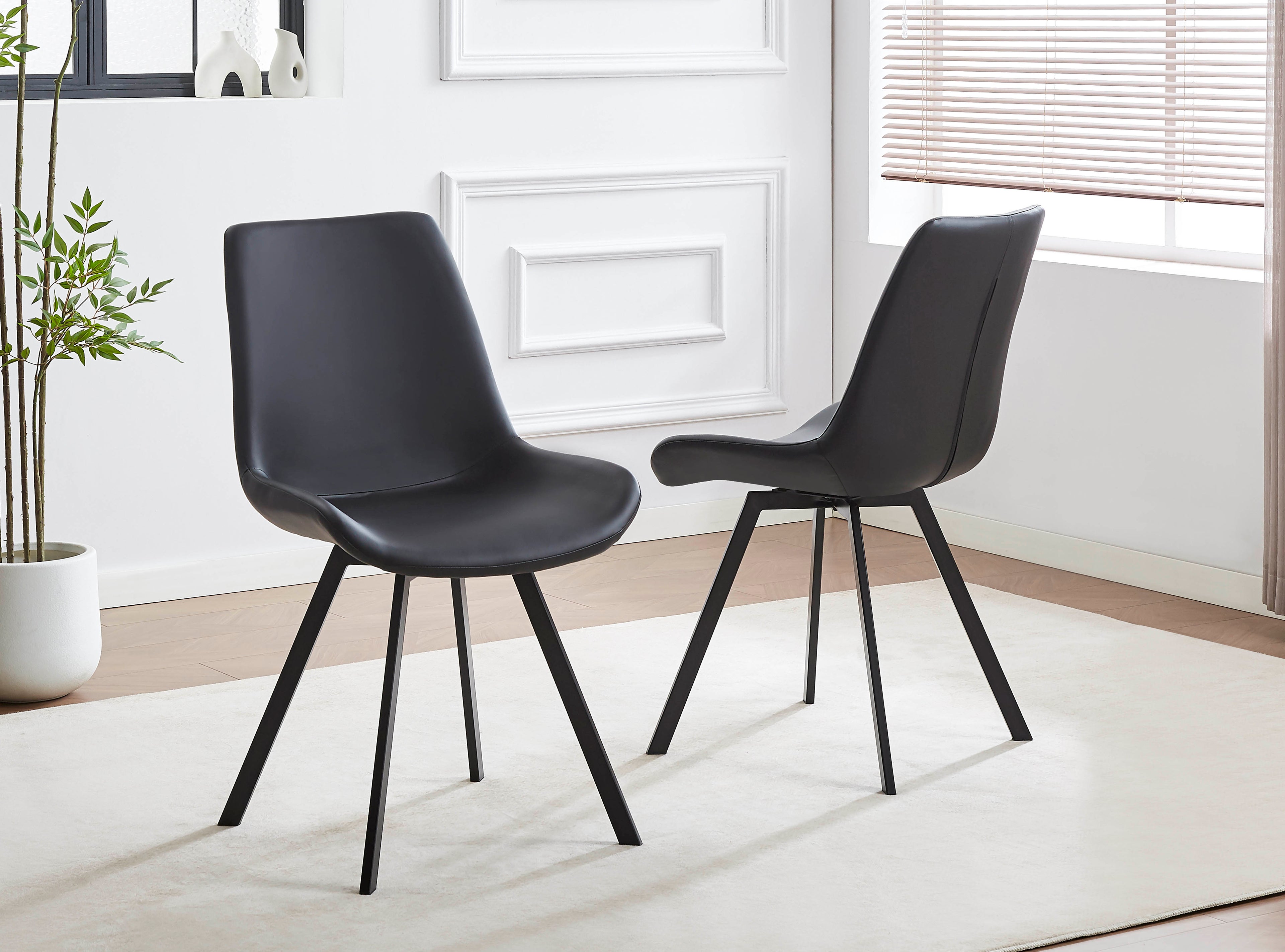 7-Piece Live-Edge Dining Set - Black PU - image 4