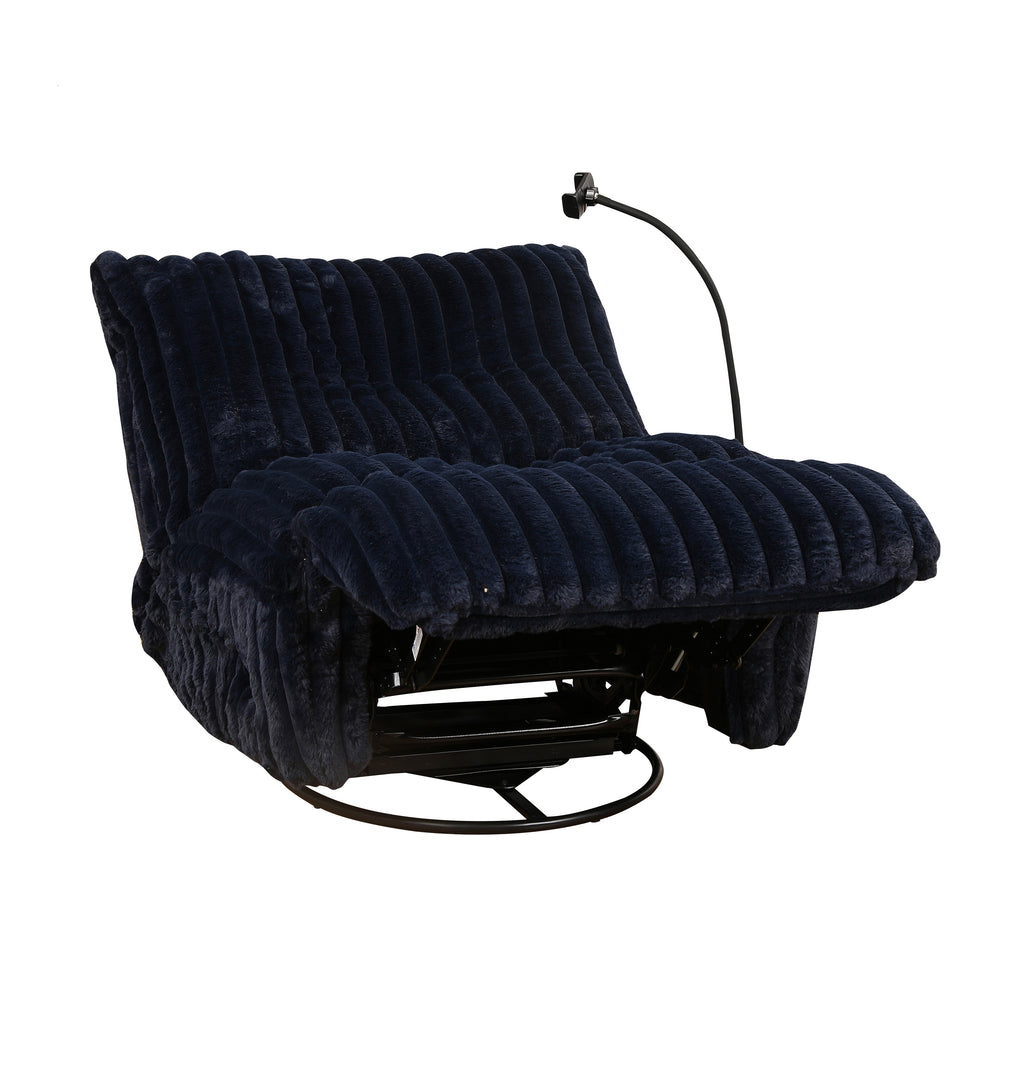 Channel-Tufted Lounge Recliner - Navy Blue
