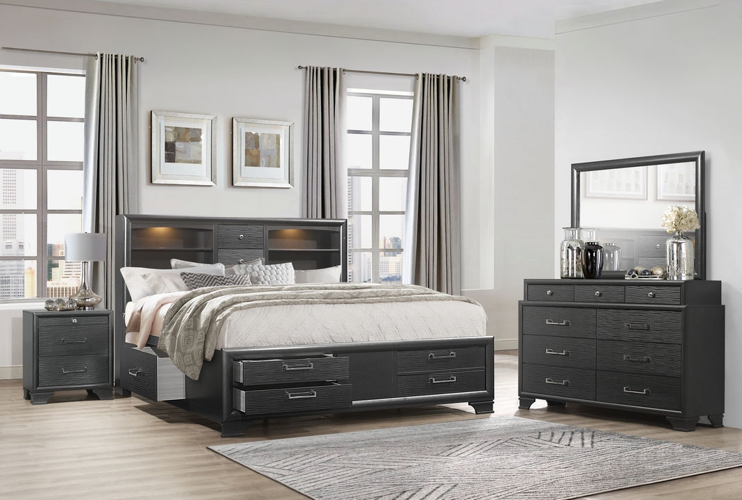 Ava Grey Storage Platform Bed